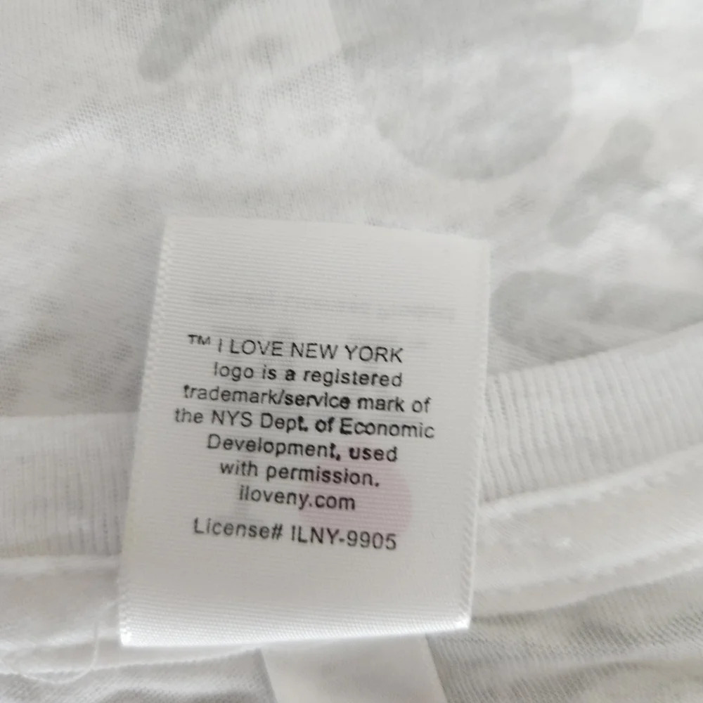 I Love Heart New York Tee Shirt White Burnout Short Sleeve Top - Picture 7 of 9